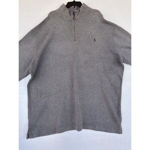 Mens Gray Polo Ralph Lauren Pull Over Quarter Zip 4XLT - Read Description